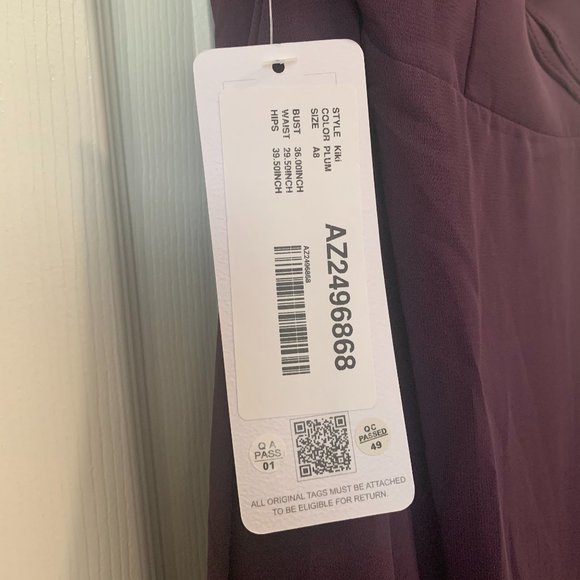 Azazie Kiki Plum Bridesmaid Dress Size 8 HEMMED - Picture 11 of 13